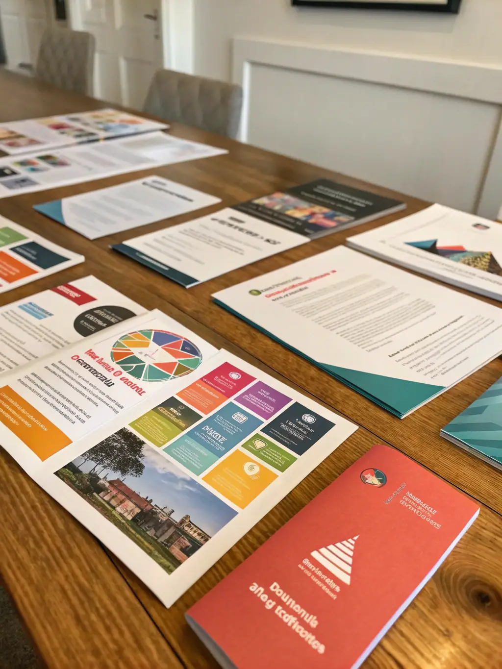 A stack of vibrant, professionally printed marketing materials produced using Magnetiq Studio World's printing solutions, highlighting color accuracy and detail.